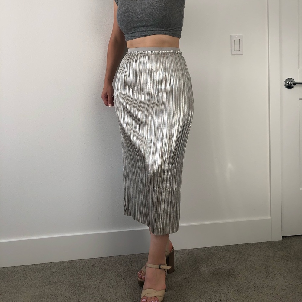 Anthropologie Silver Skirt